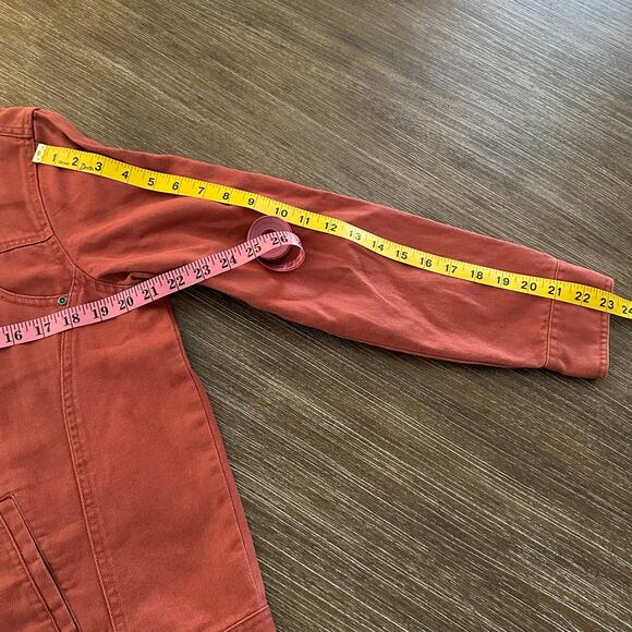 J.Jill Women Rust Color Linen Blend Button Front Denim Jacket Size MT - Picture 5 of 7